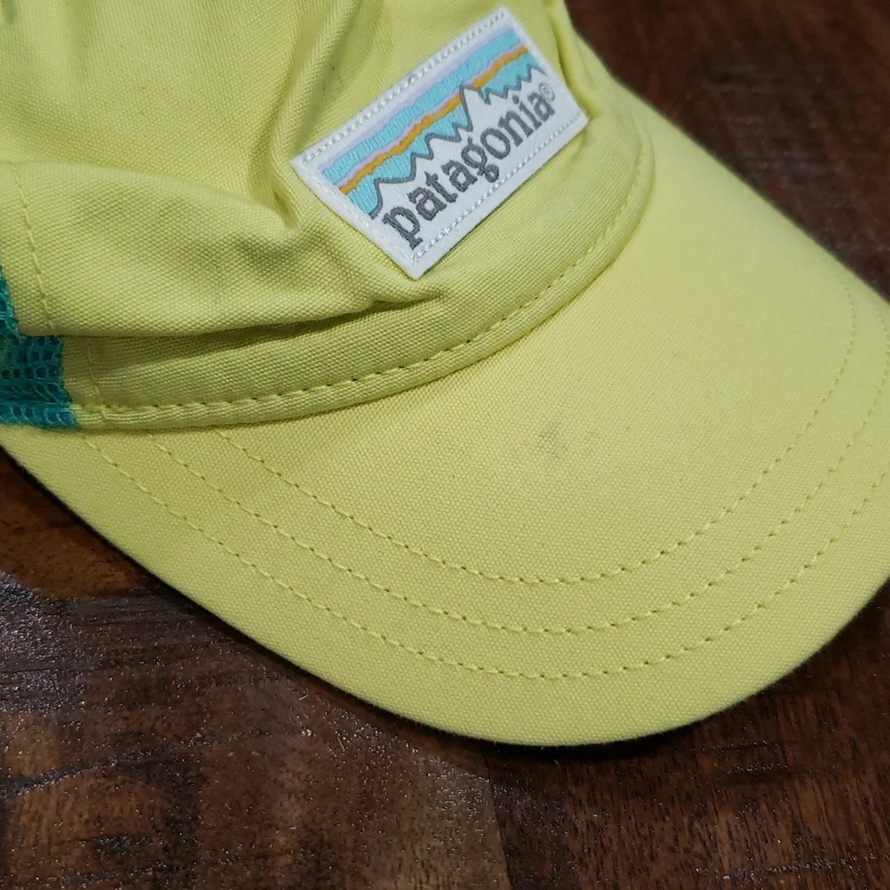 Patagonia Yellow and Teal Kids Mesh Baseball Cap